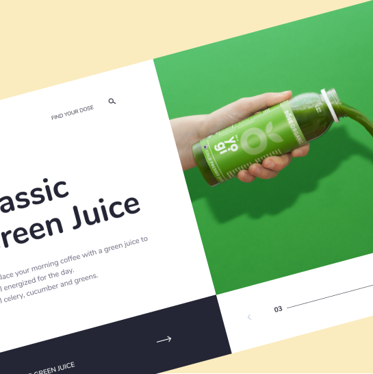 Juice product homepage - Front End application